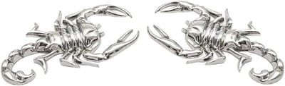 Dailygoods- Auto Sticker 3D Scorpio - Auto Accessoires - Zinklegering - 2 Stuks - 10 x 6,5 cm - Zilver - Auto Embleem