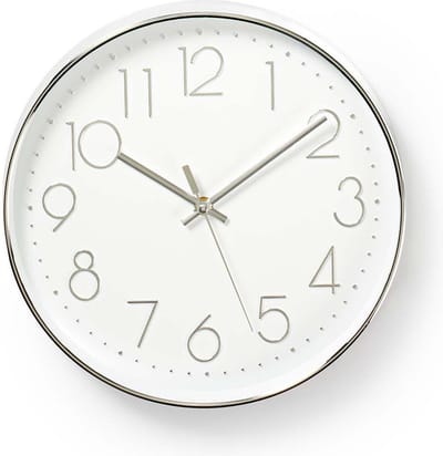 Nedis - clock - quartz - wall mountable - 30 cm - white silver