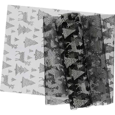 Unique Living - Decofabric Glitter Forest - 28x300cm - Black