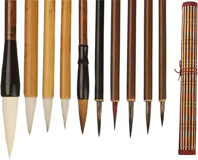 kwasten, professionele kalligrafie, schrijfkwast, met om te schrijven tekenen, een set van 10 penselen (met penseelzak)