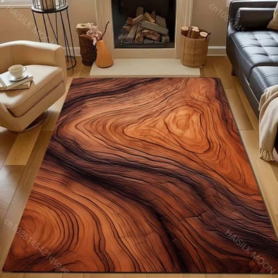 Zacht tapijt met houtnerfprint voor slaapkamer, woonkamer, bedzijde, bank, vloermat, moderne huisdecoratie, ruimtetapijt, groot formaat 40x60cm (16x24in) brown