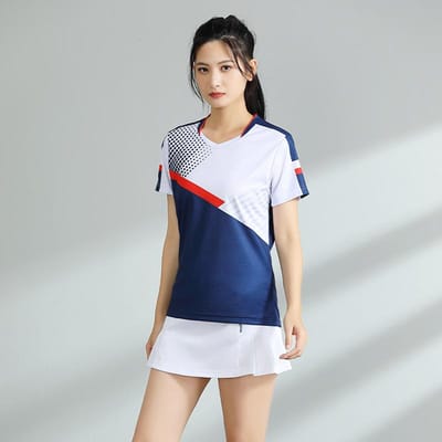 Tenue Vêtements Badminton Manches Courtes Dernière Couleur Bleue Hommes et Femmes Séchage Rapide Été Tennis de Table Vêtements d'Entraînement Compétition XL
