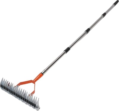 Gazon hark - Gras hark - Gazon onderhoud - Verstelbare steel - 134 cm
