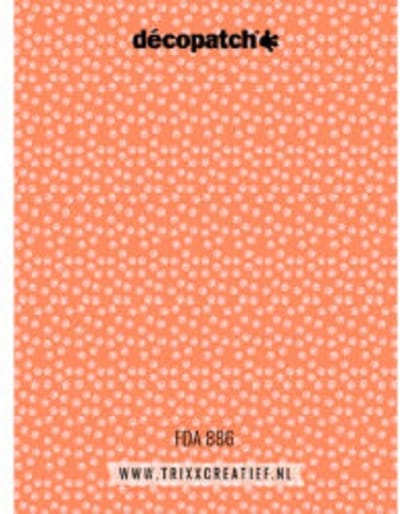 Decopatch papier oranje met witte dierenpootjes FLUO