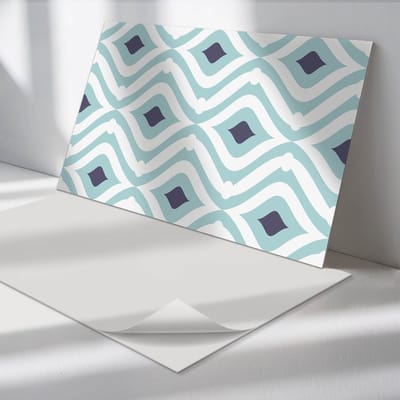 Wallfluent Vinyl Wandpaneel - Golven en ritmes PVC Muurpaneel - 100 cm x 50 cm - Blauw PVC wandpaneel - 1 stuk - Rechthoekig Wandbekleding Vinyl - Patroon Wandpaneel - Zelfklevende Wandbekleding - Wandpaneel Keuken en Badkamer