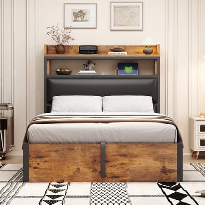 VVBV Gestoffeerd Opbergbed 90x200 cm - Hydraulische Opbergruimte, Hoofdbord, Voor Slaapkamer/Gastenkamer - Hout/Metaal Zwart