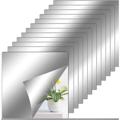 Spiegelpapier - 12 stuks - Flexibel spiegelpaneel - PVC - Muurstickers met spiegeleffect - Zelfklevende spiegel - Wanddecoratie - kamerdecoratie - Voor badkamer, woonkamer, fitnessruimte of slaapkamer - 30*30CM - Zilver