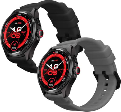 kwmobile 2x horlogebandjes geschikt voor Ticwatch Pro 5 Enduro / Pro 5 / Atlas / iTouch Air 3 bandje - Smartwatch bandjes van TPU - Activity tracker horloge band in zwart / donkergrijs