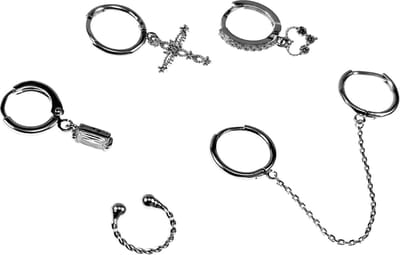 Oorringen Set - 6 stuks - Dames Oorbellen - 14K Witgoud verguld - Dottilove Sieraden