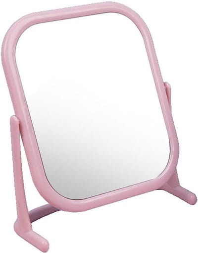 Dubbelzijdige Make-up Spiegel met Stand voor Cosmetisch Gebruik, Vergrotende Functie, Ideaal voor Badkamer en Slaapkamer (Roze)