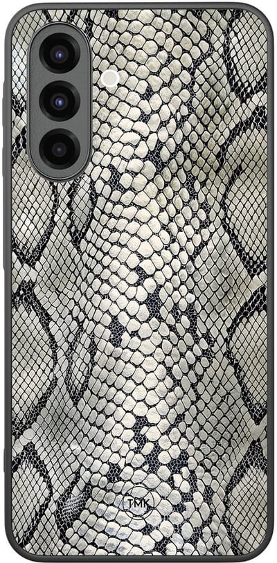 Hoesje geschikt voor Samsung Galaxy A26 - Snake print - Beige - TPU case - Slangenprint - Hardcase zwart telefoonhoesje