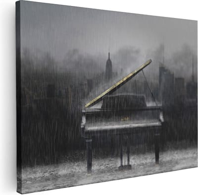 Artaza Canvas Schilderij Skyline New York - 40x30 cm - Klein - Wanddecoratie Muziek - Muurdecoratie Piano - Schilderijen Op Canvas