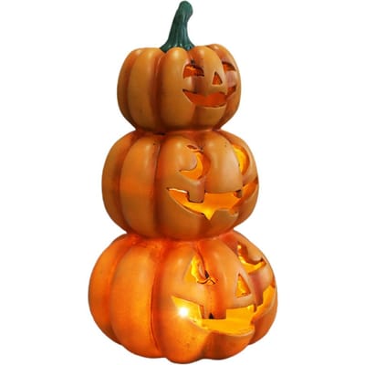 Halloween Oplichtende Gestapelde Pompoenen Halloween Feest Decoratie Binnen Buiten Decoraties Type 1 brown
