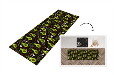 Keukenloper - Loper keuken - Avocado - Fitness - Patronen - 150x50 cm - Keukenloper vinyl