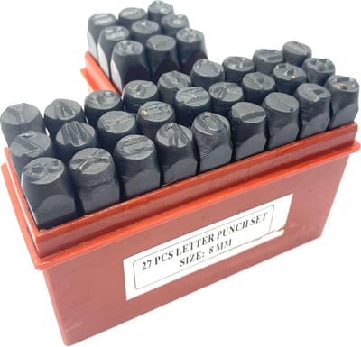 36-delige slagletters/cijferset 8mm - Slagletters - Slagcijfers - Slagletterset - Slagcijferset - 36 stuks - A t/m Z, &, 0 t/m 8 - 8mm