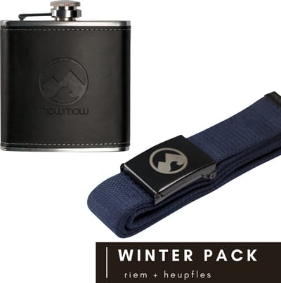 MowMow heupfles + riem voordeelpack | Blauw/zwart PU