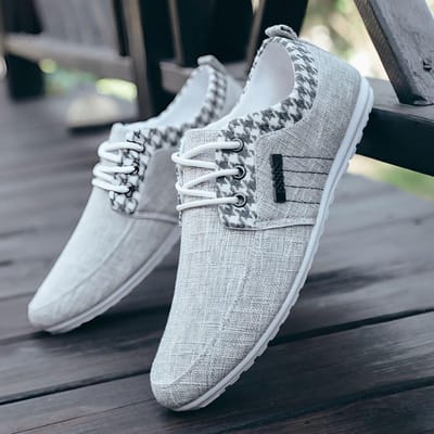 Zomer ademende canvas schoenen heren casual bonenschoenen heren linnen oude Beijing stoffen schoenen 41 white