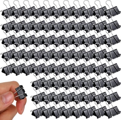 Vouwklemmen 15 mm - Verpakking van 120 Zwarte Klemmen voor Tot 30 Bladen, Sterk en Roestvrij