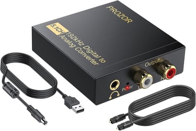 Digitale naar Analoge Converter 192kHz met Volumeregeling voor Coaxiale en Toslink naar RCA en 3.5mm