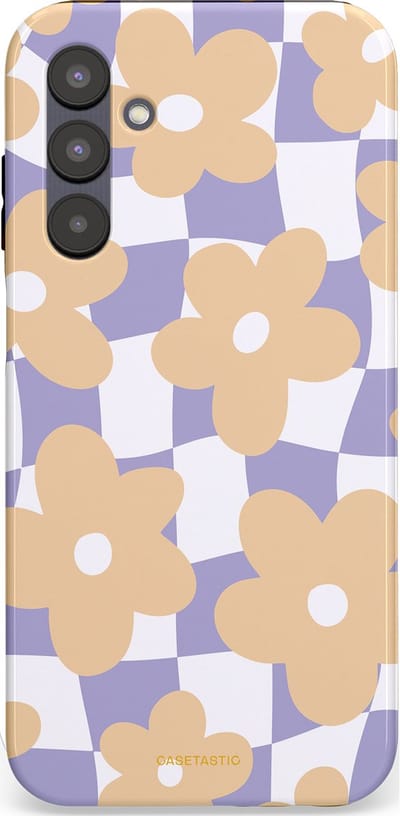 Casetastic hoesje geschikt voor Samsung Galaxy A25 - Dubbellaagse bescherming - Madeliefjes feest - Fashion Case - Zand Wit Lila Zilver