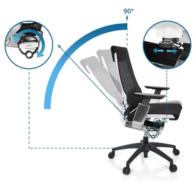 GENIDIA SMART WHITE CM | net - Professionele bureaustoel Zwart / Wit / Chroom