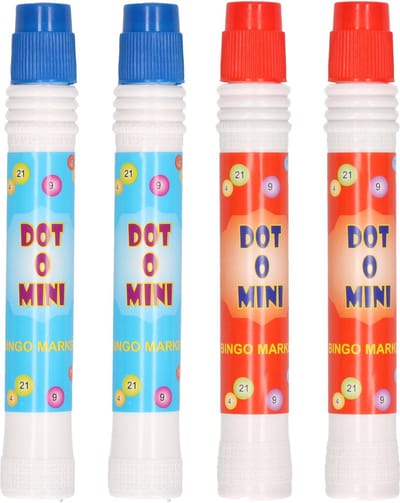 4x Bingostiften - 2x stuks in de kleuren rood en blauw - Bingo spel markeerstiften