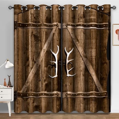 2 Pièces Rideaux Ancre de Bateau Style Western Portes en Bois avec Pochette pour Tringle Rideaux Idéal pour Cuisines Cafés Chambre à Coucher Stores Vitre 140W160H(CM)55x63in&Grommet Top