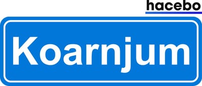 Hacebo - Plaatsnaam Sticker - 29x10 CM - Koarnjum sticker - Verkeersborden sticker - grappige cadeaus - Koarnjum