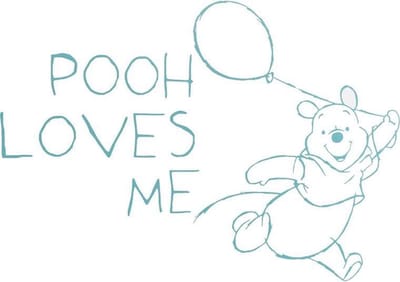 Anel Muursticker middel - Wishing Pooh Wit/Grijs