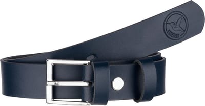 Ladeheid Kinderriem – Riem - Jongens - Broekriem - Verstelbaar - Leer – Marineblauw-1/Logo-1 – 55 cm LA-EL-KIDS