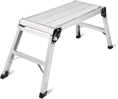 Verstelbare Aluminium Werkplatform Ladder - Antislip Mat - Capaciteit 150 KG - 76 cm Hoogte
