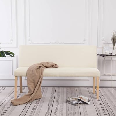 vidaXL - Bankje - 139,5 - cm - polyester - crème