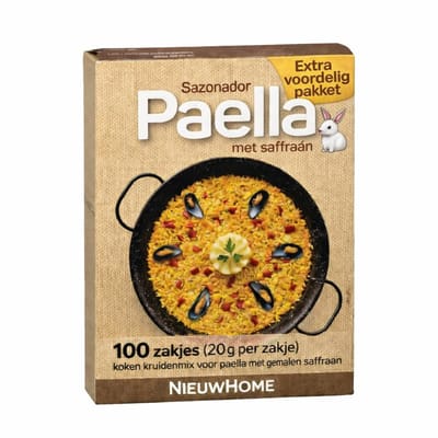 100 SACHETS (4 GR PER SACHET) PAELLA KRUIDEN MET SAFFRAAN PROFESSIONELE PAELLA SMAAKMAKER VOOR RESTAURANTS, HORECA & CATERING AUTHENTIEKE MEDITERRANE KRUIDENMIX VOOR PAELLA, RIJSTGERECHTEN, SOEPEN EN STOOFSCHOTELS