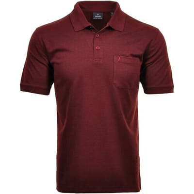 Ragman Softknit Poloshirt Breast Pocket Pima Cotton Mix Rood / male