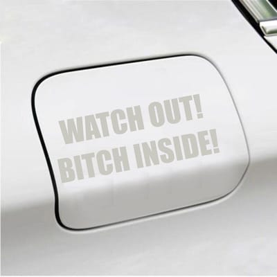 Bumpersticker - Watch Out Bitch Inside - 5,7 X 14,8 - Zilver