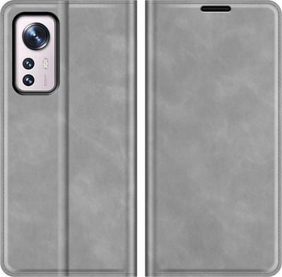 Just in Case hoesje geschikt voor Xiaomi 12/12X - Hoesje met Pasjeshouder - Luxe Book Case - Grijs
