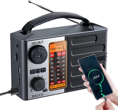 Noodradio - Weer radio - Stroomuitval - Zonne- en Type-C opladen - Compact ontwerp - Zwart