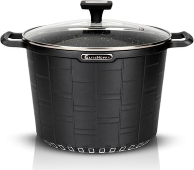 Soeppan - Kookpan - Grote maaltijden bereiden - Granieten antiaanbaklaag - 6.5 liter - Zwart