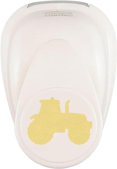 Figuurpons Tractor - Papierpons Kaarten Maken - Knutselen Papier - Stalen Mesje - 23 x 18 cm - Wit-Goud
