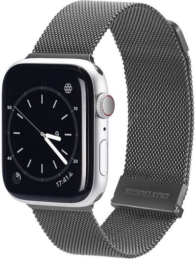 Dux Ducis Milanese Staal Geschikt voor Apple Watch 1 / 2 / 3 / 4 / 5 / 6 / 7 / 8 / 9 / SE / Ultra 45MM / 44MM / 42MM Bandje Grijs