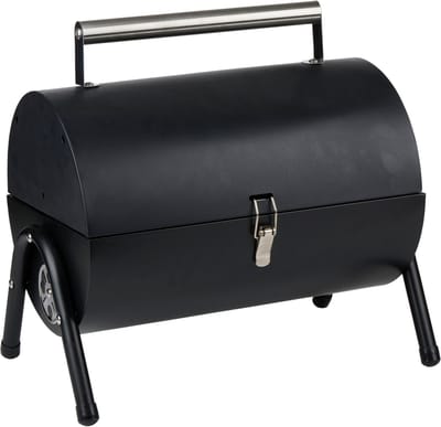 alpina Tafel BBQ Houtskool - Tafelgrill met Grillplaat en Deksel - Compacte Barbecue met Grillplaat - Tafelbarbecue Draagbaar - Ideaal voor Buiten - Zwart