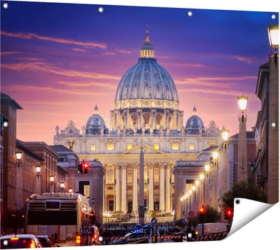 Gards Tuinposter Sint Pietersbasiliek in Rome, Itali� - 120x90 cm - Tuindoek - Tuindecoratie - Wanddecoratie buiten - Tuinschilderij