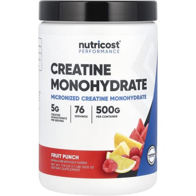 Nutricost, Atletische Prestaties, Creatine Monohydraat, Fruit Punch, 1,1 lb (500 gr)