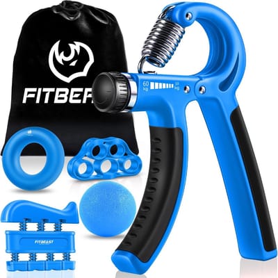handtrainer vingertrainer, gripkrachttrainer trainingsset - 5 stuks, verstelbare griptrainer, vingertrainingsapparaat, polstrainer, trainingsring en anti-stress gripbal