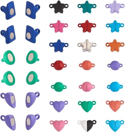 Allecta - Magnetische sluitingen voor doe-het-zelf sieraden maken - 42 sets legering ketting - hart, ster, ronde connector - converter gesp - bal kralensluiting
