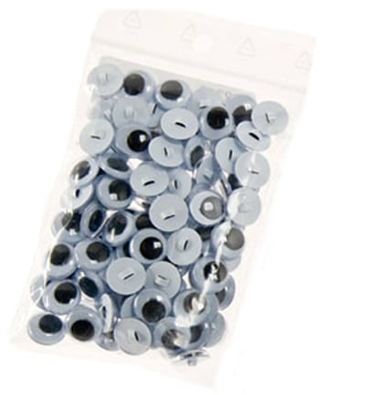 Wiebelogen - Zwart Wit - Opnaai Oogjes Knuffels Poppen Maken - Opnaaien - 12 mm - 50 paar - 100 stuks