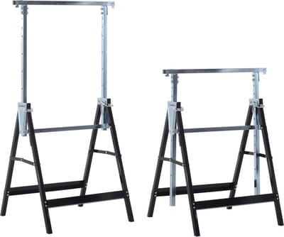 Steigerbok set van 2 - In hoogte verstelbaar - Klapbok - Steigerschraag - Staal - Zwart - L68 x B58 x H (80-130) cm