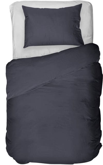 Kayori Senju Dekbedovertrek Katoensatijn - 140x200-220 + 1 sloop - Eenpersoons - 300TC Premium Hotelkwaliteit - Navy
