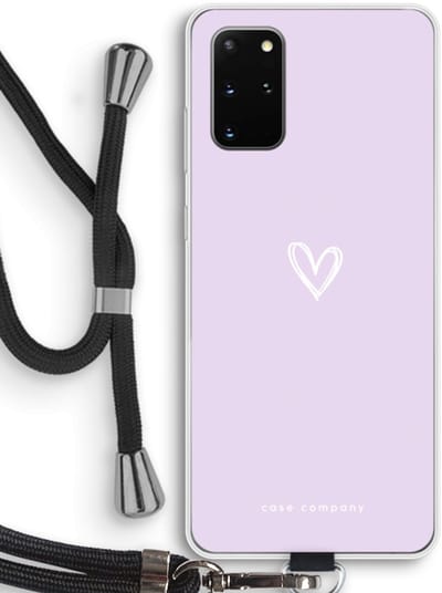 Case Company® - Hoesje met koord geschikt voor Samsung Galaxy S20 Plus hoesje met Koord - Klein hartje paars - Telefoonhoesje met Zwart Koord - Bescherming aan alle Kanten en Over de Schermrand