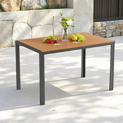Weerbestendige Tuintafel 110 x 70 cm - Outdoor Eettafel met Aluminium Frame en WPC Blad